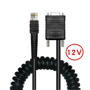 2M 5M 12V RS232 RJ45สายเคเบิลเครื่องสแกนบาร์โค้ดเกลียวสำหรับสายเครื่องสแกนบาร์โค้ด Zebra DS3608/DS3678/LI3608/LI3678