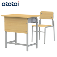 Meubles d'école primaire en bois modernes et confortables, ensemble bureau et chaise pour un seul élève