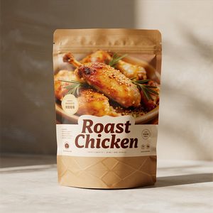 Bolsas de pollo asado de papel de aluminio Kraft con cremallera para microondas - Product Image 6