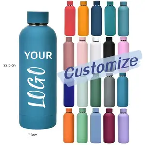 Botellas con aislamiento al vacío de doble pared con logotipo personalizado, boca pequeña, 350ml, 500ml, 750ml, boca pequeña, botella de agua deportiva de acero inoxidable