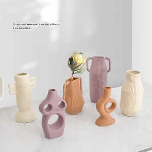 Florero de cerámica irregular y decoración de arreglos florales para sala de estar, comedor, modelo de habitación, estilo de diseñador - Product Image 2