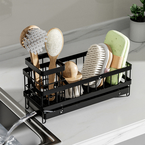 Organisateur d'évier de cuisine multifonctionnel en métal et acier Caddy Distributeur de savon de comptoir et porte-éponge de rangement pour la cuisine - Product Image 4