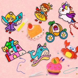 Fenêtre éducative art <span class=keywords><strong>dessin</strong></span> kits de coloriage princesse série bricolage colle peinture jouet pour enfants - Product Image 3