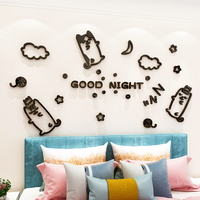 Kitty Cartoon Cute 3D Acrylic Children's Room Kindergarten Living Room Cabinet Decoration Wall Sticker