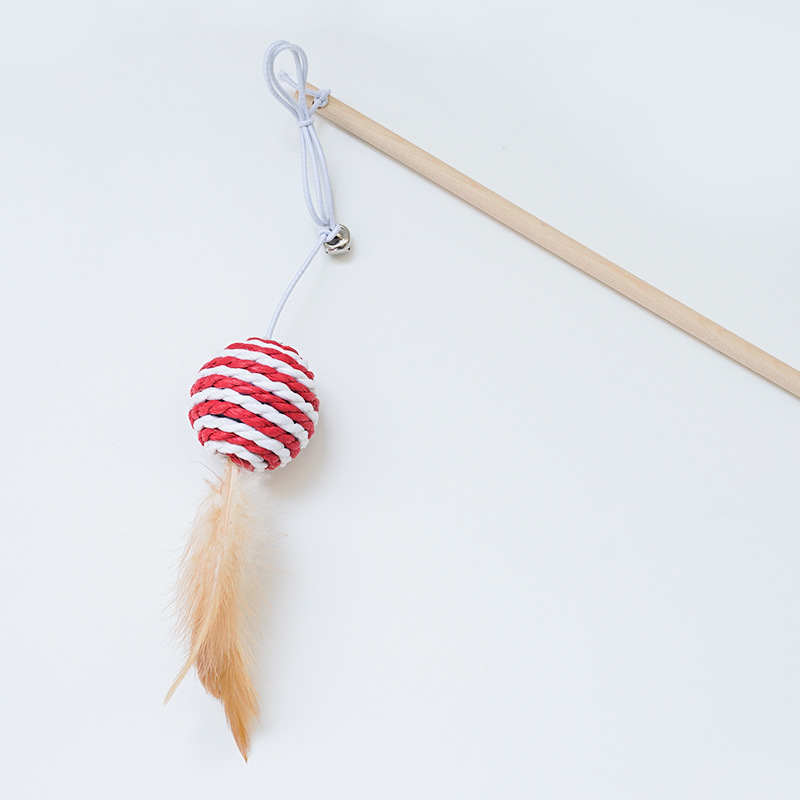 Teaser pour chat en bois - Boule de papier rouge