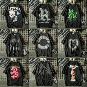 Gorglitter Áo thun cổ tròn tay ngắn in đồ họa chữ cái xe hơi cho nam áo phông màu đen vừa - Product Image 6