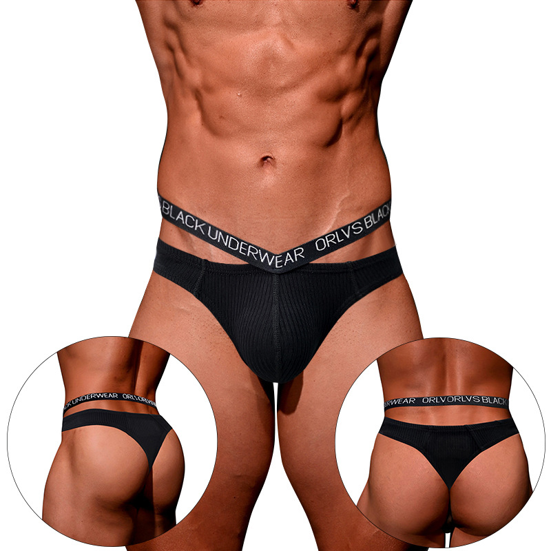 FF2026 Hollow Out Cotton Men Brief Underwear Seamless Low Rise T-Back Thong No Visible Sexy Men Thong