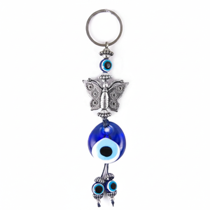 Llavero hecho a mano con forma de mariposa, ojo malvado, Hecho en Turquía - Product Image 2