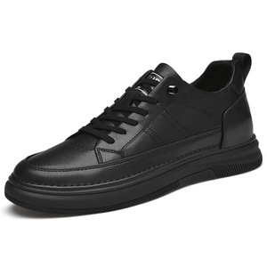 <b>Men's</b> Cow Leather Sneakers Round Toe Mesh Lining Invisible Breathable <b>Height</b> <b>Increasing</b> Casual Fashion Light Weight PVC <b>Shoes</b> - Product Image 2