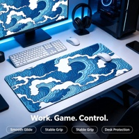 Grand tapis de souris de jeu en caoutchouc naturel bleu, impression personnalisée du logo, antidérapant, imperméable, accessoires informatiques de bureau