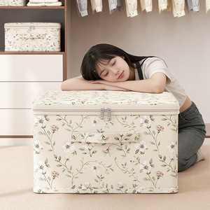 Clothing Organizer Storage Box Rectangle Moisture Proof With Floral Print For Clothes Storage - Product Image 1