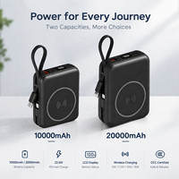 OEM Benutzerdefiniertes Logo 10000mAh Tragbares Ladegerät 22,5W Schnellladung Eingebautes Kabel Kabellose Powerbank LCD-Display für Mobiltelefone