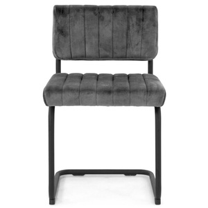 <span class=keywords><strong>Chaise</strong></span> de salle à manger en porte-à-faux en tissu de <span class=keywords><strong>velours</strong></span> gris foncé de luxe sans bras - Product Image 3