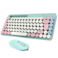 OEM ODM Korean Japanese Arabic French Round Keycap Office Protable Cute Silient Colorful Silent Mini Wireless Keyboard and Mouse