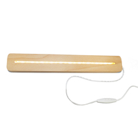 Support d'affichage LED rectangulaire 400 mm, support de lampe en acrylique 3D, base lumineuse en bois USB à intensité variable pour veilleuse
