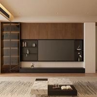 Ensemble de meubles de salon, meuble TV suspendu, unité murale en bois contemporain de luxe