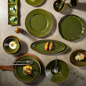 2024 Logo personnalisé couleur à la mode grand <span class=keywords><strong>plateau</strong></span> <span class=keywords><strong>de</strong></span> service assiettes <span class=keywords><strong>de</strong></span> fruits <span class=keywords><strong>de</strong></span> <span class=keywords><strong>mer</strong></span> pour Restaurant vaisselle vert Texture <span class=keywords><strong>plateau</strong></span> en céramique - Product Image 6