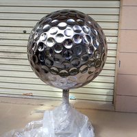 Vente en gros grande sphère métallique décorative extérieure en acier inoxydable balle de golf fontaine sculpture