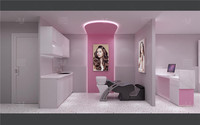 Présentoir à perruques en acier inoxydable doré personnalisé présentoir à extensions de cheveux humains meubles de salon rose tendance boutique design d'intérieur