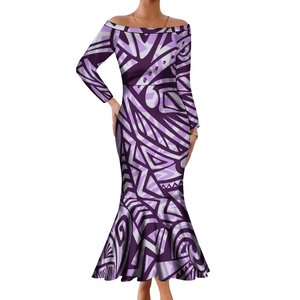 Nuovo abito da donna personalizzato di alta qualità a manica lunga aderente a sirena Samoan Design polinesiano abito da festa a coda di pesce - Product Image 1