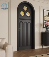 Porte intérieure battante à double cadre style rétro moderne, en contreplaqué couleur noyer, insonorisée, pour chambre, villa ou appartement sur mesure