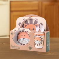STOCK DISPONIBLE Ensemble de vaisselle pour enfants en mélamine et fibre de bambou, design de dessin animé, assiette et bol pour enfants