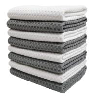 Serviette de cuisine DZ tissée 100 % microfibre gaufrée, personnalisable, séchage rapide, blanche, vierge, sublimation, super absorbante, pour usage en cuisine