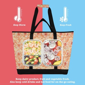 Hawaii Patterns Portable Lunch Bag Food Thermal Lunch Tote Oxford Cloth Cooler Bag Insulated Large Picnic Bag - Product Image 5