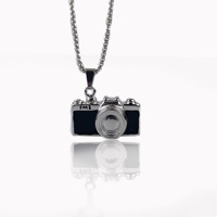 Mode Vintage Argent Couleur En Acier Inoxydable Bijoux Collier Mini Caméra Cachée Couple Saint Valentin Cadeau