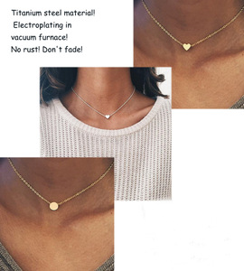 SC-collar con colgante clásico de corazón para mujer, 14 tipos, sin deslustrar, disco de acero inoxidable, bloque cuadrado, estrella, Luna, flor, venta al por mayor - Product Image 2