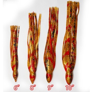 Grande Taille 6" 8" 9" 10" Jupe de pêche à la traîne en PVC doré pour eau salée, à rayures bleues, argentées et roses, pour leurres de <span class=keywords><strong>marlin</strong></span> et gros gibier - Product Image 1