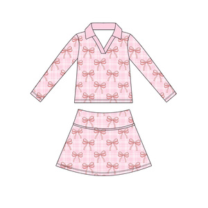 Ropa Deportiva Informal Personalizada, Lazos Coquetos, Camisa de Manga Larga para Niñas, Falda, Pantalones Cortos, Conjuntos de Boutique para Hermanas - Product Image 3