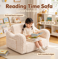 Canapé de lecture doux pour tout-petits, fauteuil moderne pour enfants, dossier incurvé, siège large, poche latérale, intérieur