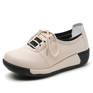 Chaussures compensées épaisses en éponge pour femmes, baskets décontractées en PU souple à lacets, antidérapantes pour le quotidien, le travail et l'extérieur - Product Image 5