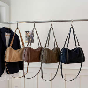 New large capacity retro shoulder <b>bag</b> for women, fashionable frosted zipper polyester crossbody <b>bag</b> - Product Image 1