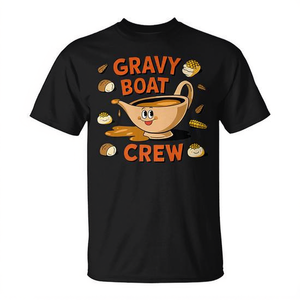 T-shirt Gravy Boat Crew con stampa del cibo di Thanksgiving, in cotone premium, taglia unisex per adulti - Product Image 2
