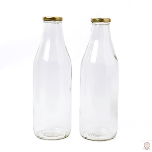 ขวดน้ำผลไม้แก้วใส ขนาด 250 มล. 500 มล. 1 ลิตร พร้อมฝาโลหะ - Product Image 1