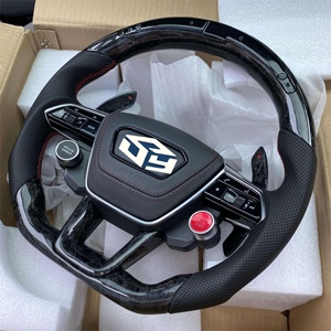 Volant semi-cuir Alcantara carbone S-Line pour Audi Q8 SQ8 A3 A4 B9 A5 B8 A6 C7 A7 S3 S4 RS3 RS5 RS7 <span class=keywords><strong>RS6</strong></span> Série <span class=keywords><strong>4</strong></span> - Product Image 1