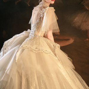 Luz que fluye <span class=keywords><strong>100</strong></span> fotos reales vestido de baile vestido de novia mujer elegante mangas casquillo lujo princesa vestidos de novia Lsmx030 - Product Image 6