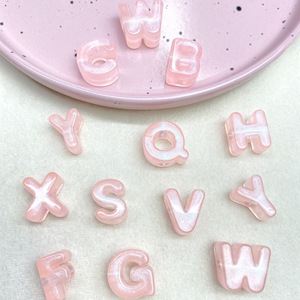 Perles acryliques lumineuses à grand trou, lettres anglaises, pour pendentifs DIY à trou droit, chaînes de téléphone portable, cordons de perles, perles en vrac - Product Image 4
