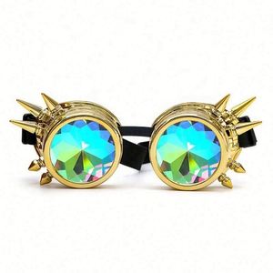 Gafas de Sol Coloridas con Remaches, Estilo Steampunk, para Hombres y Mujeres, con Logotipo Personalizado, al por Mayor, para Festivales, Cosplay, Fiestas, Gafas Caleidoscopio - Product Image 3