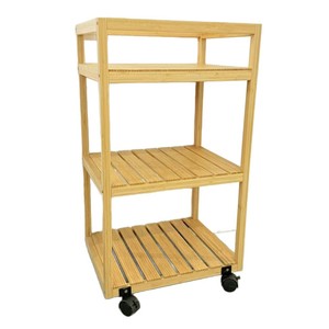 Étagère de rangement en bambou Chobi Family 42x33x76,5 cm à trois niveaux avec roulettes pour chambre, salon, cuisine - Product Image 2
