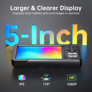 กล้องตรวจสอบแบบมีไฟส่องสว่าง Microlong ES03 ขนาด 5 นิ้ว เลนส์คู่ ความละเอียด 1080P ถ่ายภาพและวิดีโอ บอร์สโคป กันน้ำ IP67 สายยาว 16.5 ฟุต สำหรับงานอุตสาหกรรม ES03 5" D - Product Image 1