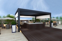 Pergola bioclimatique en aluminium au design moderne, toit à lames orientables imperméable, fonctionnement motorisé/manuel, taille personnalisable pour balcon