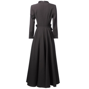 Robe blazer en velours noir pour <span class=keywords><strong>femme</strong></span>, polyester, double boutonnage, motif floral 3D, <span class=keywords><strong>tenue</strong></span> élégante pour l'hiver, fête <span class=keywords><strong>de</strong></span> Noël, <span class=keywords><strong>tenue</strong></span> <span class=keywords><strong>de</strong></span> bureau - Product Image 5