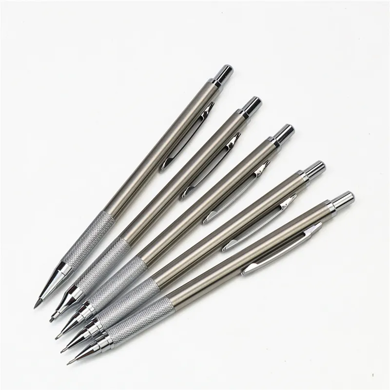 0.5 0.7 0.9 1.3 2.0 مللي متر قلم أسود استانليس ستيل نحاس المواد الفن الرسم تصميم HB 2B المهنية المعادن الميكانيكية قلم رصاص