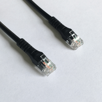 Kabel Jumper Telepon RJ11 6P4C CAT 3 Kecepatan Tinggi dengan Selubung PVC, Kabel 4 Konduktor untuk Modem & Saluran Telepon - Hitam
