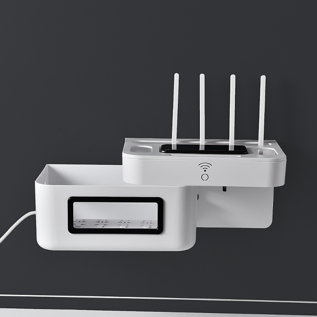 Portable and Flexible Desktop Storage Box for Cable WIFI Wireless Router Metal Plastic Cable Organizer with Detachable Socket