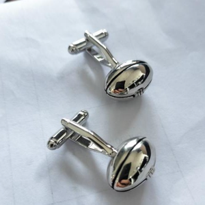 カスタムモダンステンレス制ラグビー型カフリンクスミニマルラグジュアリーラグビーテーマ男性用カフリンクス - Product Image 2