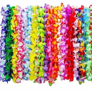 Vente en gros pas cher Tropical Hawaiian Luau Fleur Lei Ruffled Fleurs Colliers Hawaiian Luau Lei Beach Party Décorations